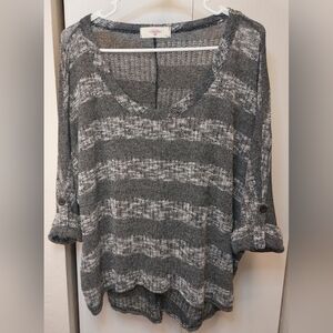 Blushed Lightweight Stretchy Striped Sweater Size 2X Office Chic Boho Classic